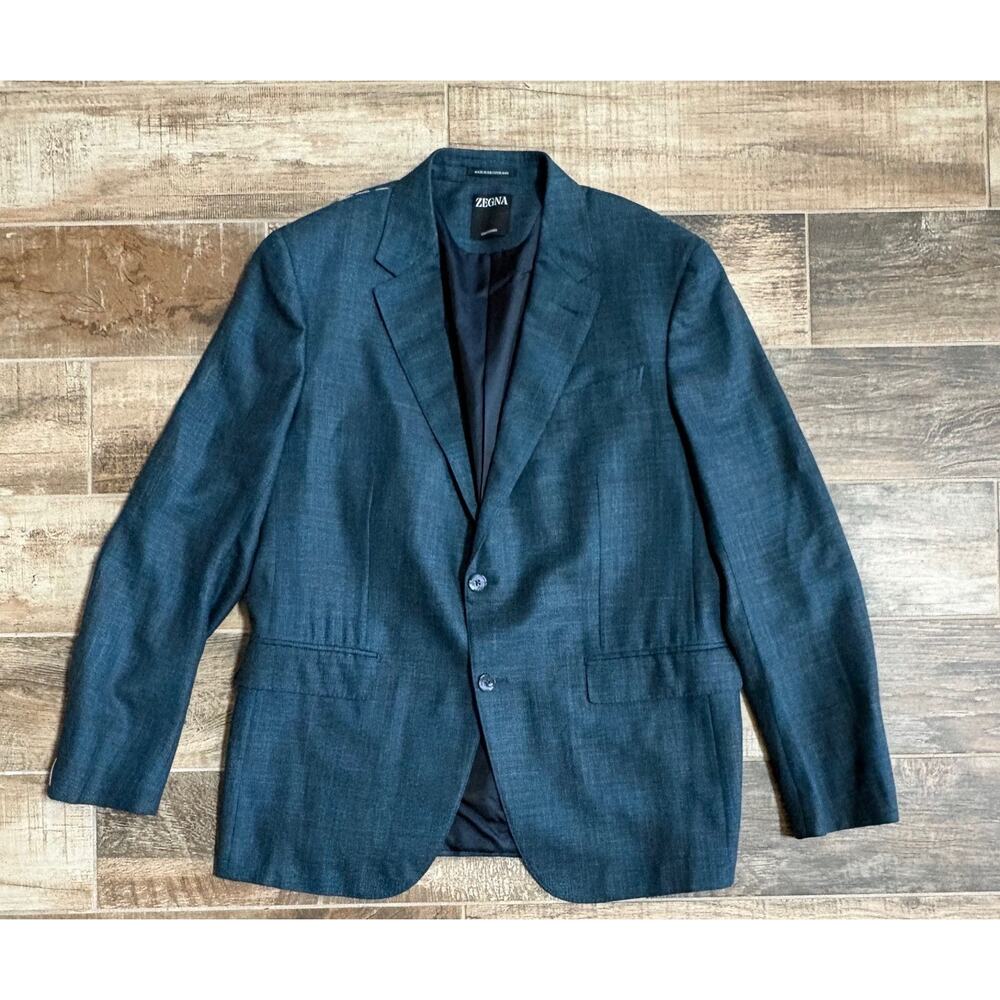 $4,295 NWT ZEGNA Wool Blend Sport Coat Blue Teal Blazer 2 Button Italy 44/54 R